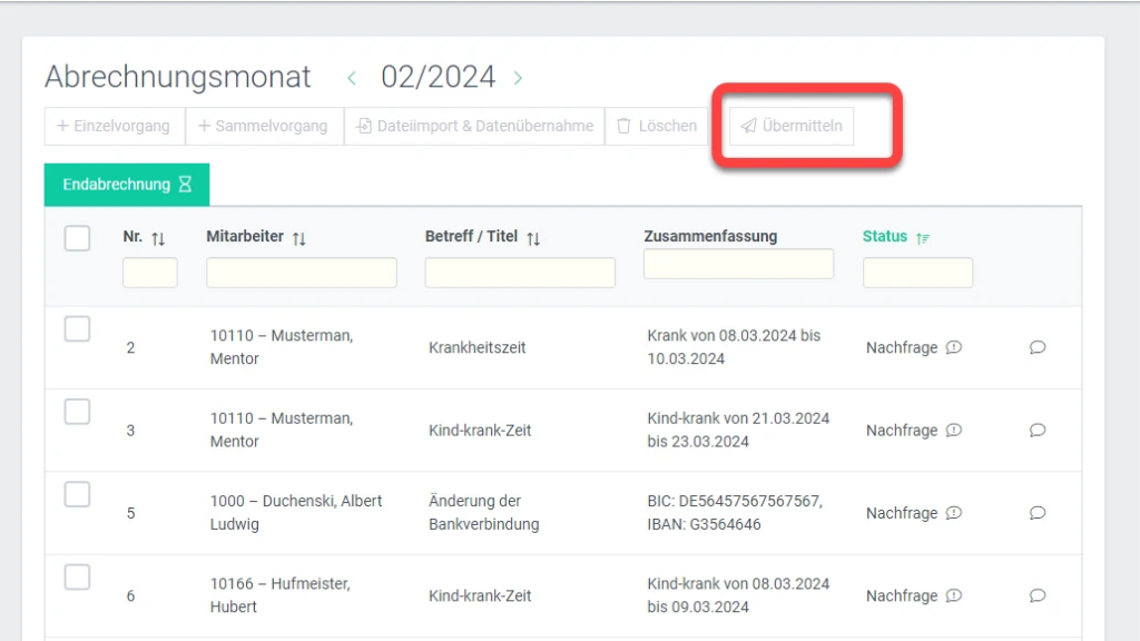 aipama Erfassung abschließen