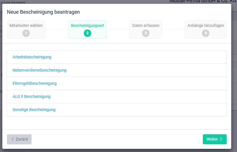 aipama Art der Bescheinigung