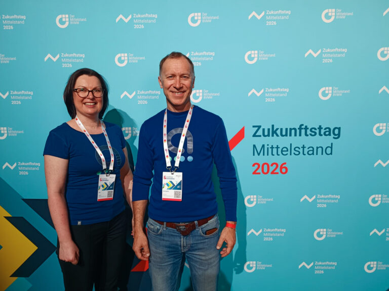 Daniela Ettl und Günther Holzapfel auf dem Zukunftstag Mittelstand 2026 in Berlin.
